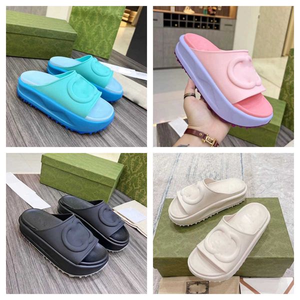 

new 20222 fashion g women's designer sandals slide slippers flip flops platform wedge embroidery printing jelly rubber shoes 35-41, Black