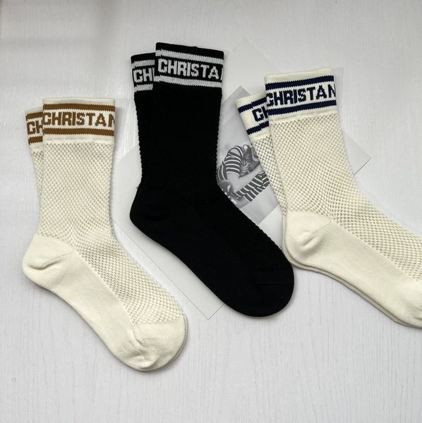 

love letter classic brand calf socks fashion hosiery spring summer mesh hollowed hosierys designer middle tube sock eoxz, Black;white