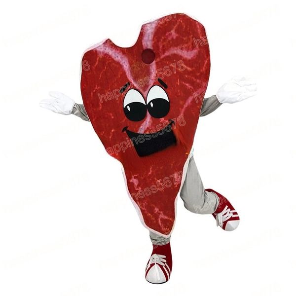 

performance steak mascot costumes halloween christmas cartoon character outfits suit advertising carnival adults outfit, Red;yellow