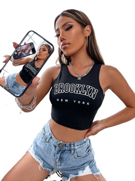 

letter graphic crop tank 14oy#, White