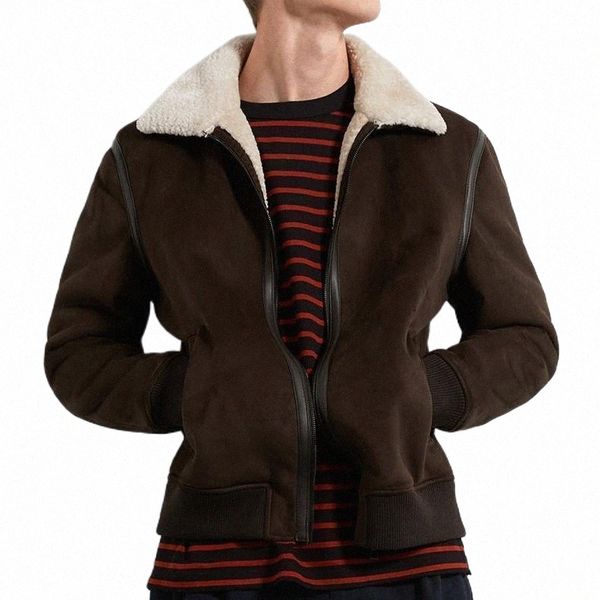 

men's jackets custom double faced faxu suede soft leather bomber jacket for men s4jd#, Black;brown