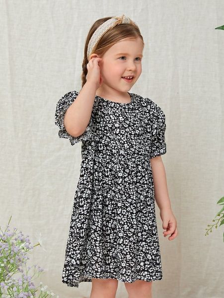 

toddler girls allover floral print keyhole back dress she, Red;yellow