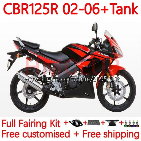 Corpo + coperchio serbatoio per HONDA CBR-125R 125CC CBR125RR CBR 125 R CC 02-06 Carrozzeria 123No.3 CBR-125 CBR125R 02 03 04 05 06 CBR 125R 2002 2003 2004 2005 2006 Carena nero rosso