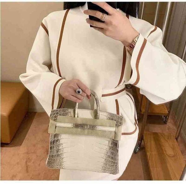 

fashion women handbags heme emma himalayan crocodile platinum bag silver buckle lady 25 / 28 30 specification portable messenger biiq