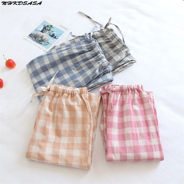 

womens pajamas cotton gauze couples home pants lounge wear loose printed sleep bottoms femme pantalon hombre mujer men 220712, Black;white