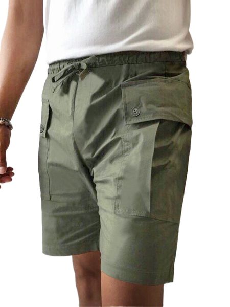 

men flap pocket drawstring waist shorts f3aa#, White;black