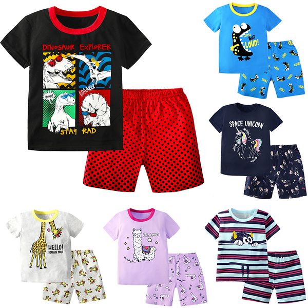 Baby Girl Pajama устанавливает детские пижамы для мальчиков от 2 до 13 лет подростки Pajamas Top Short 2pcs Дети костюма для сна, малыш Pijamas 220715