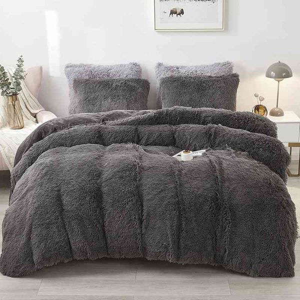 Пушистая крышка Comforter Set Set Faux Fure Fuzzy Devet Luxury Ultra мягкий плюшевый мохнатый мохнатый 3 куски