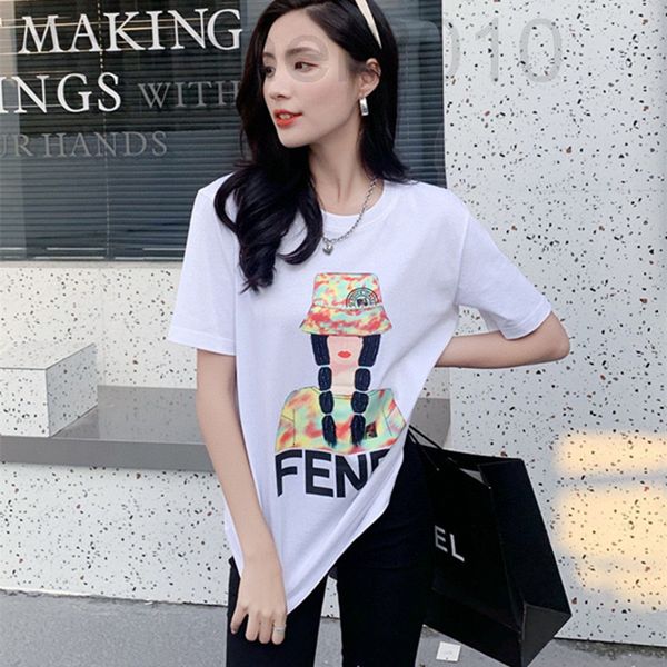 

women's t-shirt designer fashion brand mother and child print beaded girls' white t-shirt short sleeve lovers' half 2022 summ