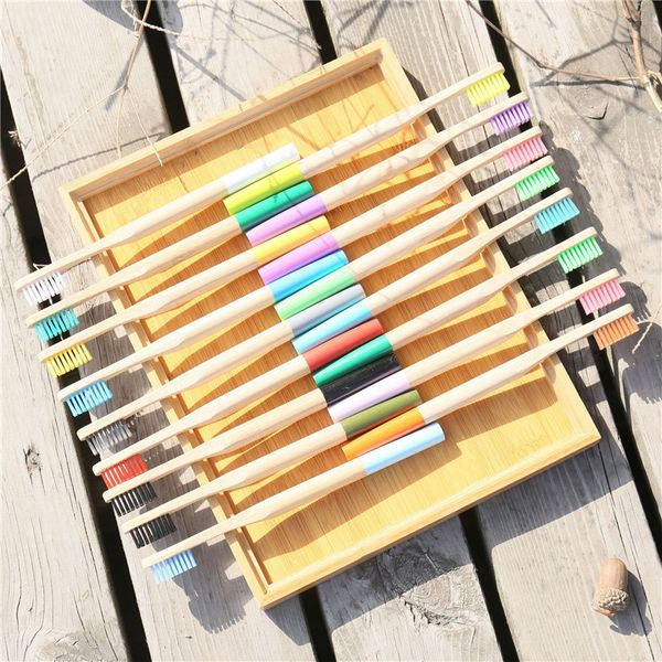 

rainbow bamboo toothbrush crown environmentally toothbrush soft nylon brushes