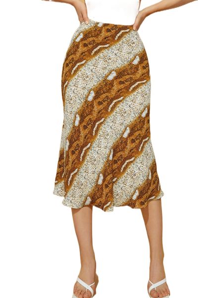 

high waist snakeskin print skirt j2xd#, Black