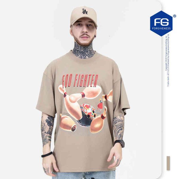 

men's t-shirts fg men's wear products in spring and summer xiaozhongchao brand american high street personalized print round neck, White;black