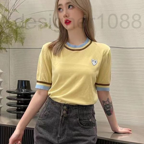 

women's sweaters designer love embroidery knitting round neck pullover thin short sleeve women's t-shirt sweet girl age reduction, White;black