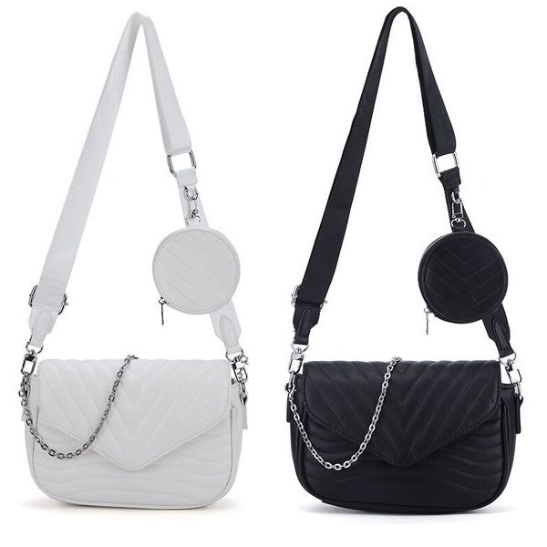 

women luxurys designers small crossbody bag pu leather 2 in 1 shopping designer handbag fashion saddle bag on the go tote chain round coin p