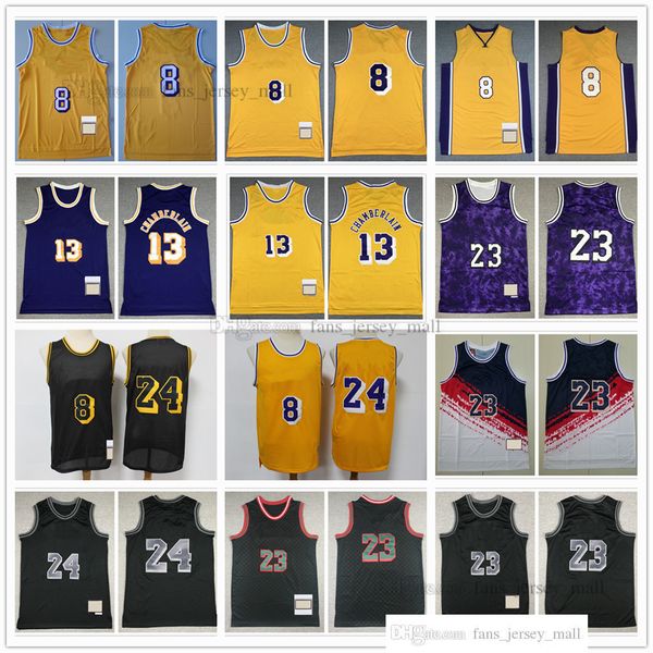 

retro basketball jerseys 24# 8# front 8 rear 24 13# 23# artest west white blue black 1996-1997 1998 2003-2004 stitched mitchell and ness jer, Black;red