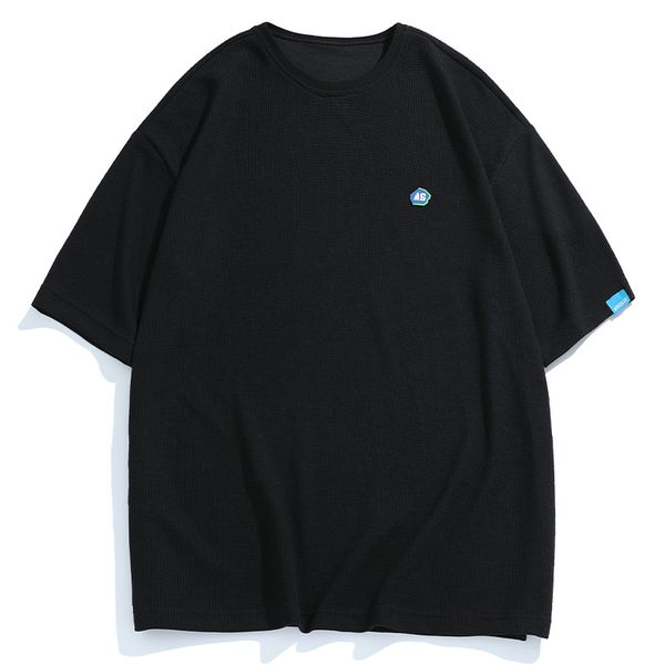 

men's t-shirts waffle couple short sleeve t-shirt men's 2022 summer new loose top, White;black