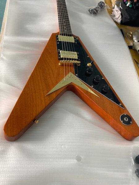 

fly v electric guitar gold hardware black pickguard colour nature can customize