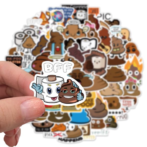 

60pcs physical funny poop stickers non-random for car bike luggage sticker lapskateboard motor water bottle snowboard wall decals kids gifts