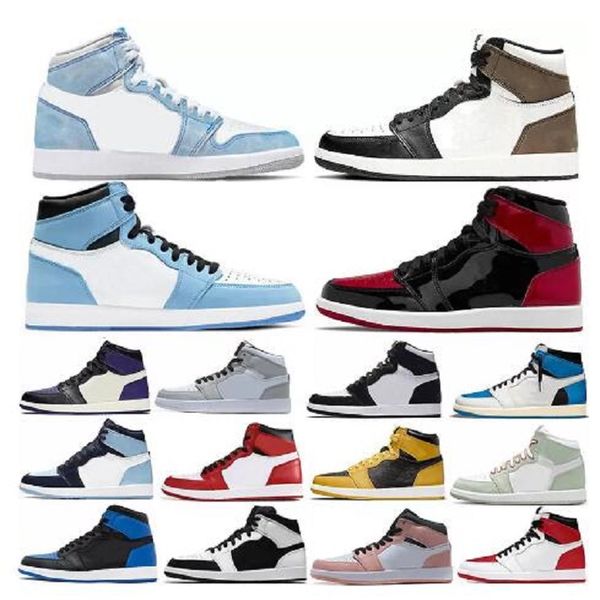 

men 1 basketball shoes women 1s og patent panda university blue dark mocha bred shadow unc twist smoke grey mens women sneakers trainers eur