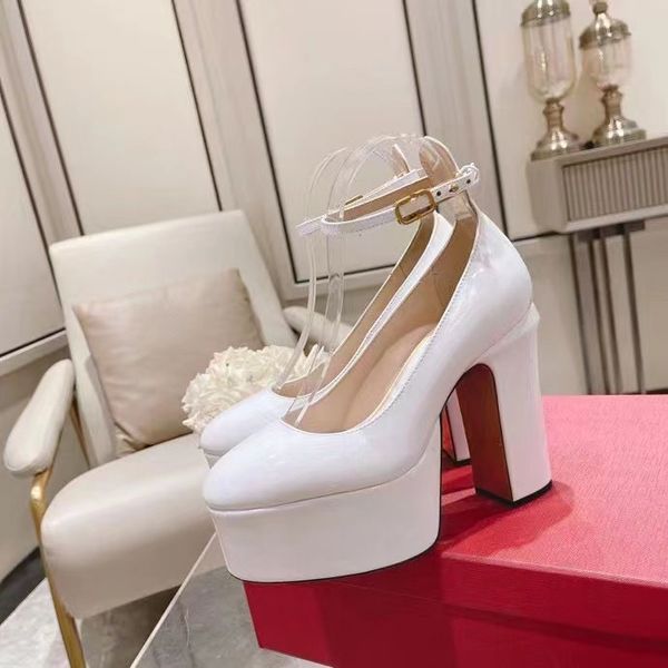

new spring and summer fashion leathe solid shoes women's high heels made of cowhide waterproof platform box packaging size 35-41, Black