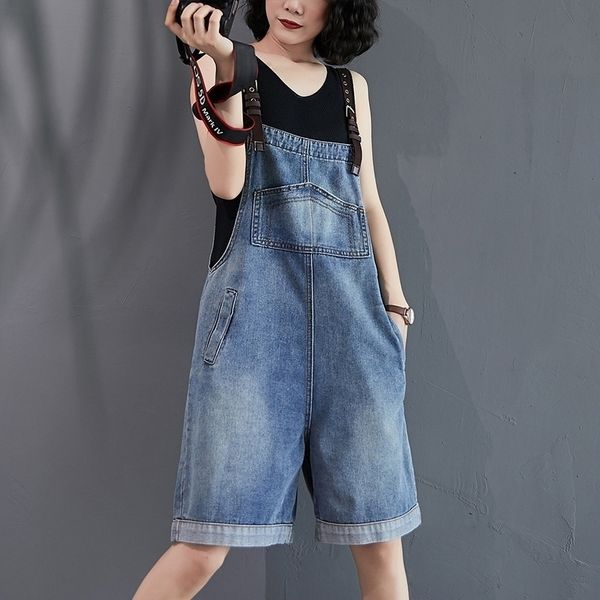 

denim overall shorts women summer korean style spaghetti strap loose slim fit pocket thin jeans shorts casual streetwear y200822, White;black