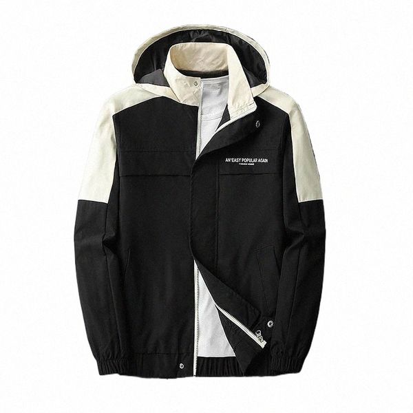 

men's jackets fashion patchwork hooded jacket spring 2021korean outdoor casual men street hip hop windbreaker college boys o2xi#, Black;brown