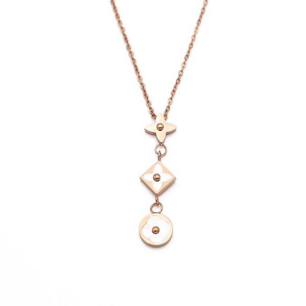 

titanium steel cute square leaf clover pendant necklace jewelry for women gift, Silver