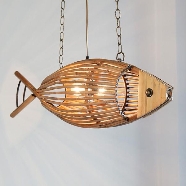 Lâmpadas pendentes de estilo de peixe de bambu de estilo chinês