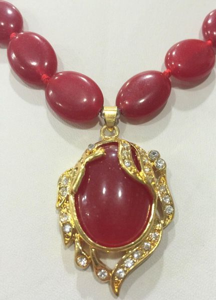 

beautiful 13x18mm red ruby gemstone crystal pendant necklace 18, Silver