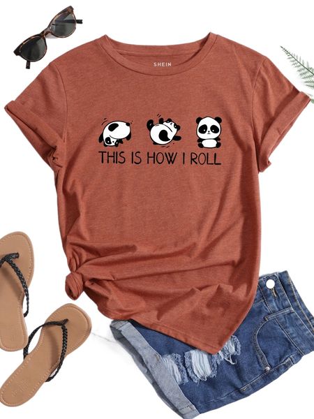 

panda & slogan graphic tee 09yo#, White