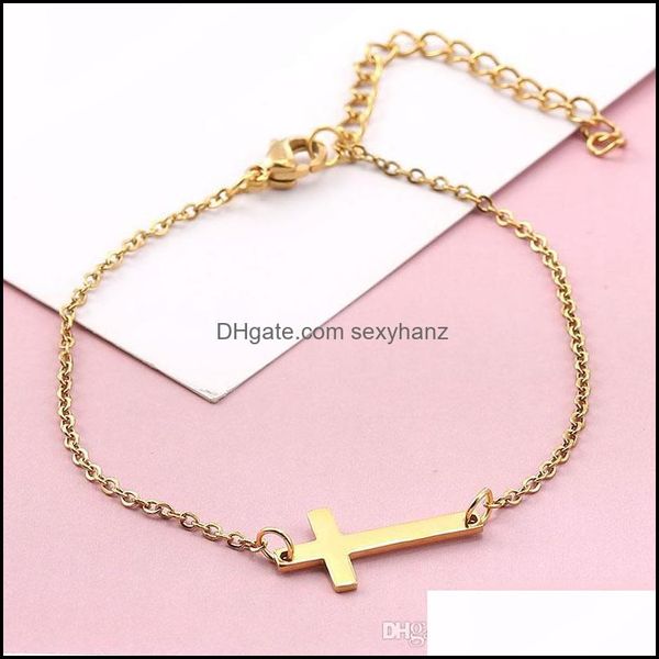 Bracelets de charme J￳ias Cat￳licas Bracelete de Ros￡rio Gold Sier Sier Salto Anterior Pulseiras de Chave de A￧o Jesus Cruz Declara￧￣o Droga Droga