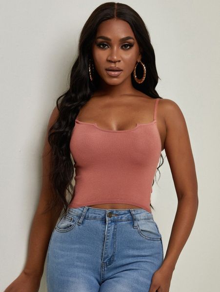 

sxy solid crop cami knit y5vz#, White;black