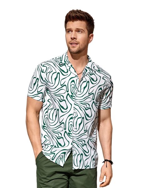 

men allover print shirt e5vl#, White;black