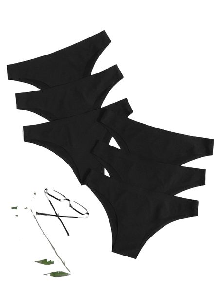 

6pack solid no show panty set 618m#, Black;red