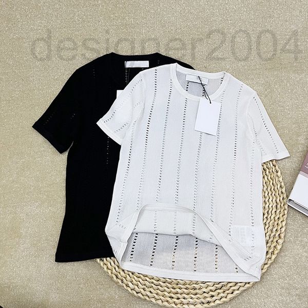 

women's hoodies & sweatshirts designer xiaoxiang sweater women's spring 2022 new striped hollow out thin wool cardigan short sleev, Black