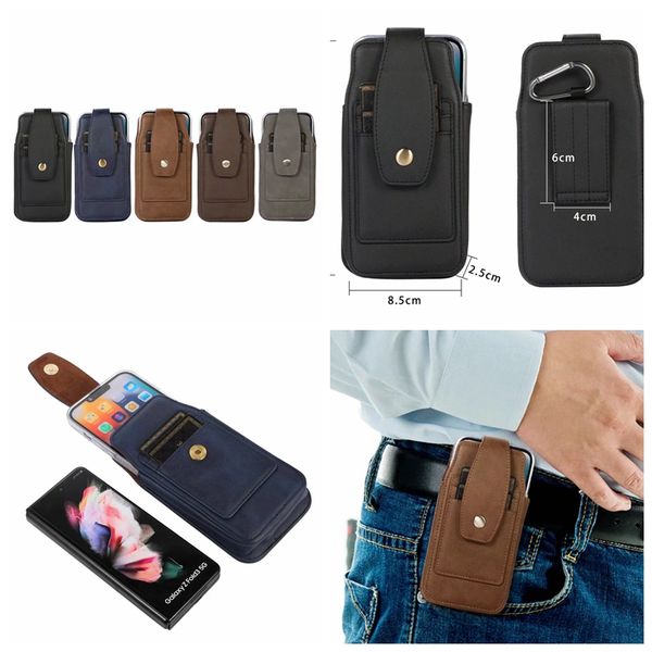 Casos de couro universal coldre PU para Samsung Galaxy Z dobra 3 dobra3 5g huawei mate x2 honra magic v iphone13 cart￣o de visita de telefone dobr￡vel 6,7 polegadas Bolsa de cinto de quadril vertical