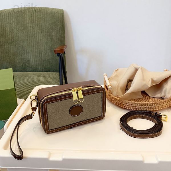 

retro mini crossbody box bag mens detachable shoulder strap letter print pattern clutch bag built in zipper pocket chain handbag