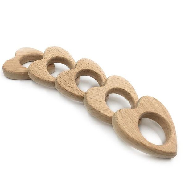 Caldo regalo appena nato Massaggiagengive in legno per bambini Succhietto in legno Giocattolo per la dentizione a forma di cuore Giocattolo per bambini organico Baby Pacify Massaggiagengive