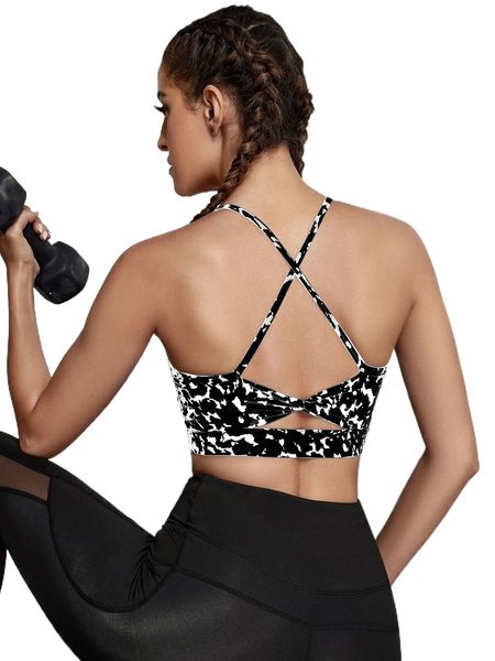 

tie dye crisscross backless sports bra o2fa#, Gray