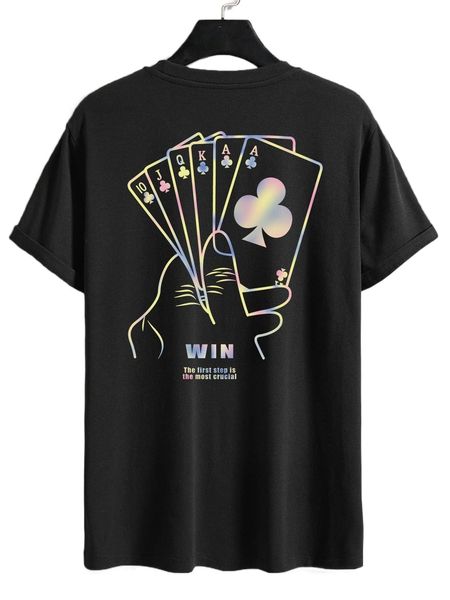 

men playing card & letter graphic tee y6hk#, White;black