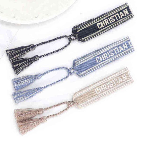 

classic fashion brand bangles bracelets luxury women men handmade signature embroidered woven tassel adjustable bracelet jewelry friendship, Black