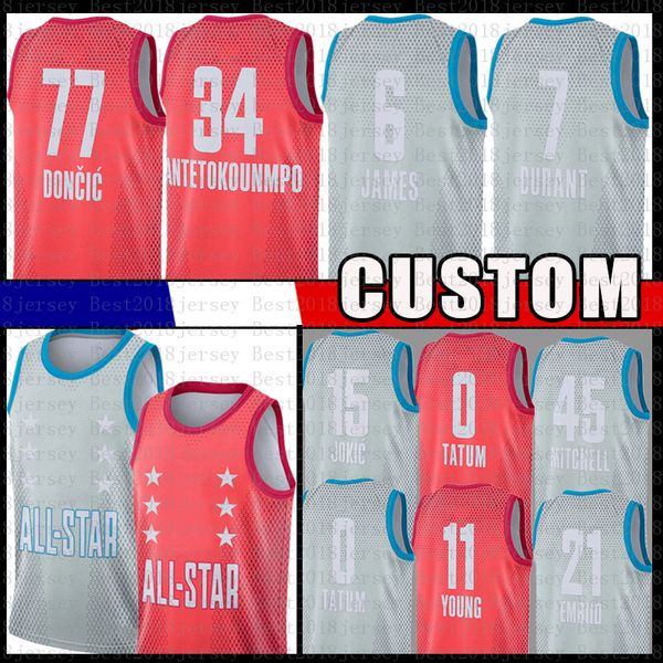 

2022 all-star antetokounmpo basketball jersey durant ja morant lamelo ball jayson tatum devin booker demar derozan young jokic stephen curry, Black;red