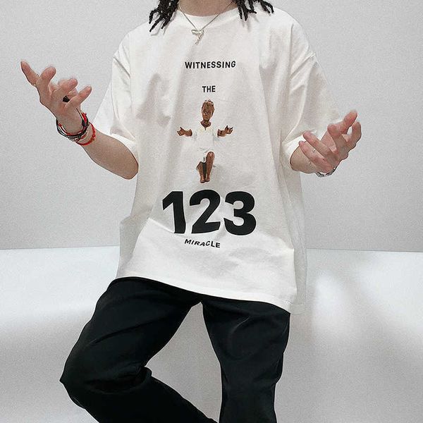 

men's t-shirts rivington roi rebis myrrrh loose witnessing the 123 miracle short sleeve t-shirt men oversized streetwear tshirts vintag, White;black