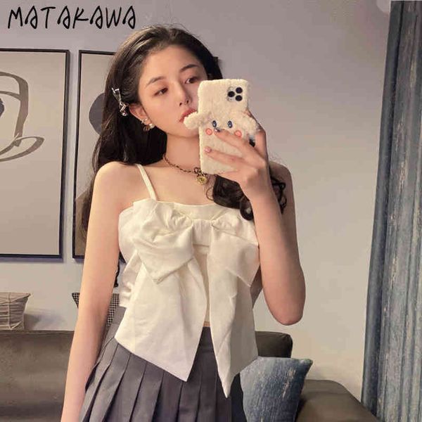 

white bow camisole womens summer short tank crop camis 210506