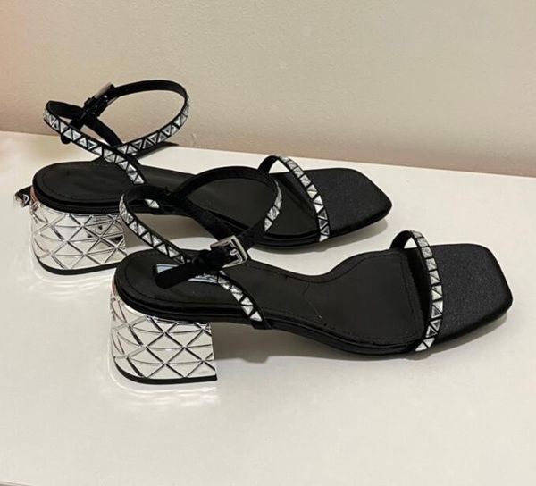 

new summer thick heel sandals sequin sandal heel height 5.0 9.0cm electroplated casual more colour slipper, Black