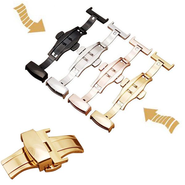 

10 24mm stainless steel butterfly deployment watch band buckle automatic double click clasp 220617