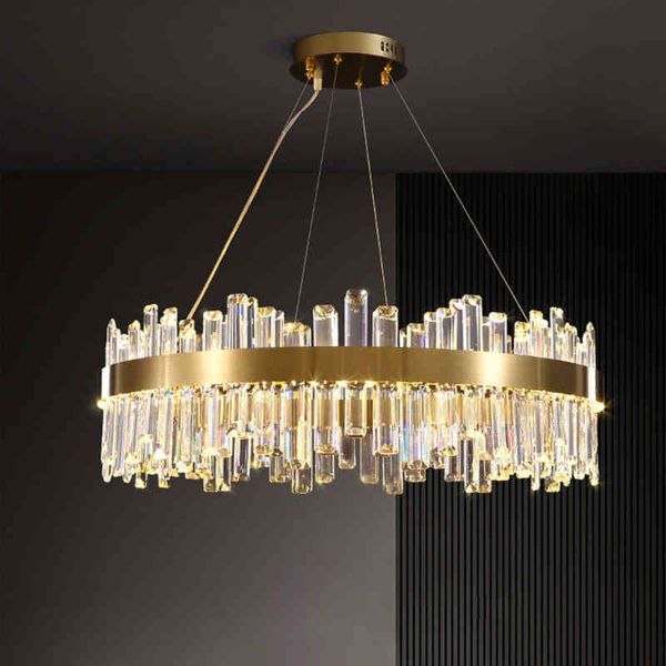 

pendant lamps light luxury crystal chandelier living room lamp simple atmosphere villa dining bed ring lighting