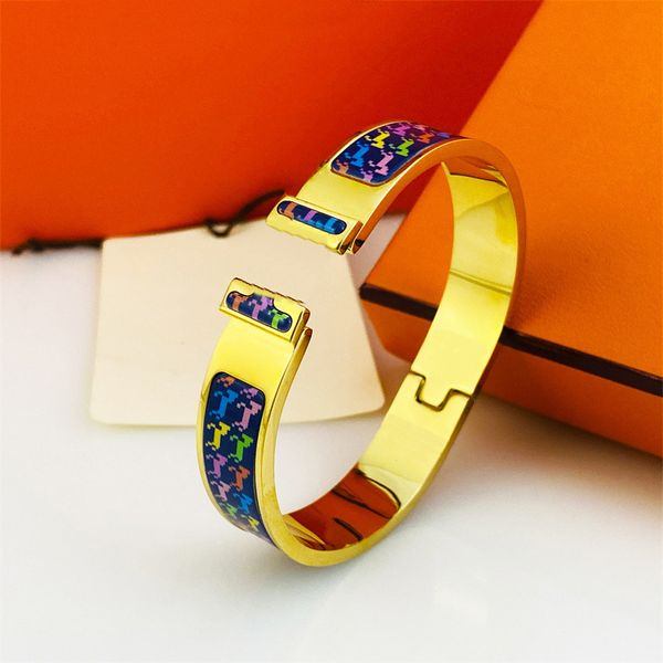 

designer bangle women bracelets with pattern letters luxury jewelry fashion hermeing bracelet party wedding couple gifts woman h size-17 hgf, Black