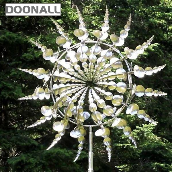 Mulino a vento in metallo unico e magico 3D Powered Kinetic Sculpture Prato Solar Spinners per Yard Garden Decor 220721