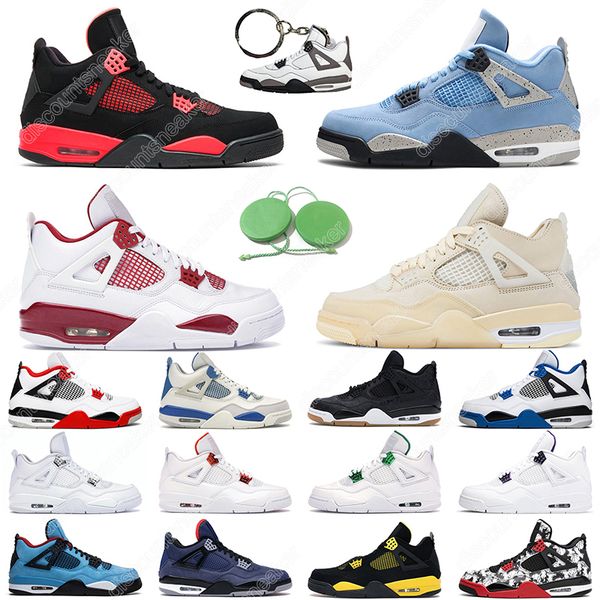 

5.5-13 mens basketball shoes 4s 4 neon fire red black cat white cement desert moss cool grey women men trainer sports sneakers